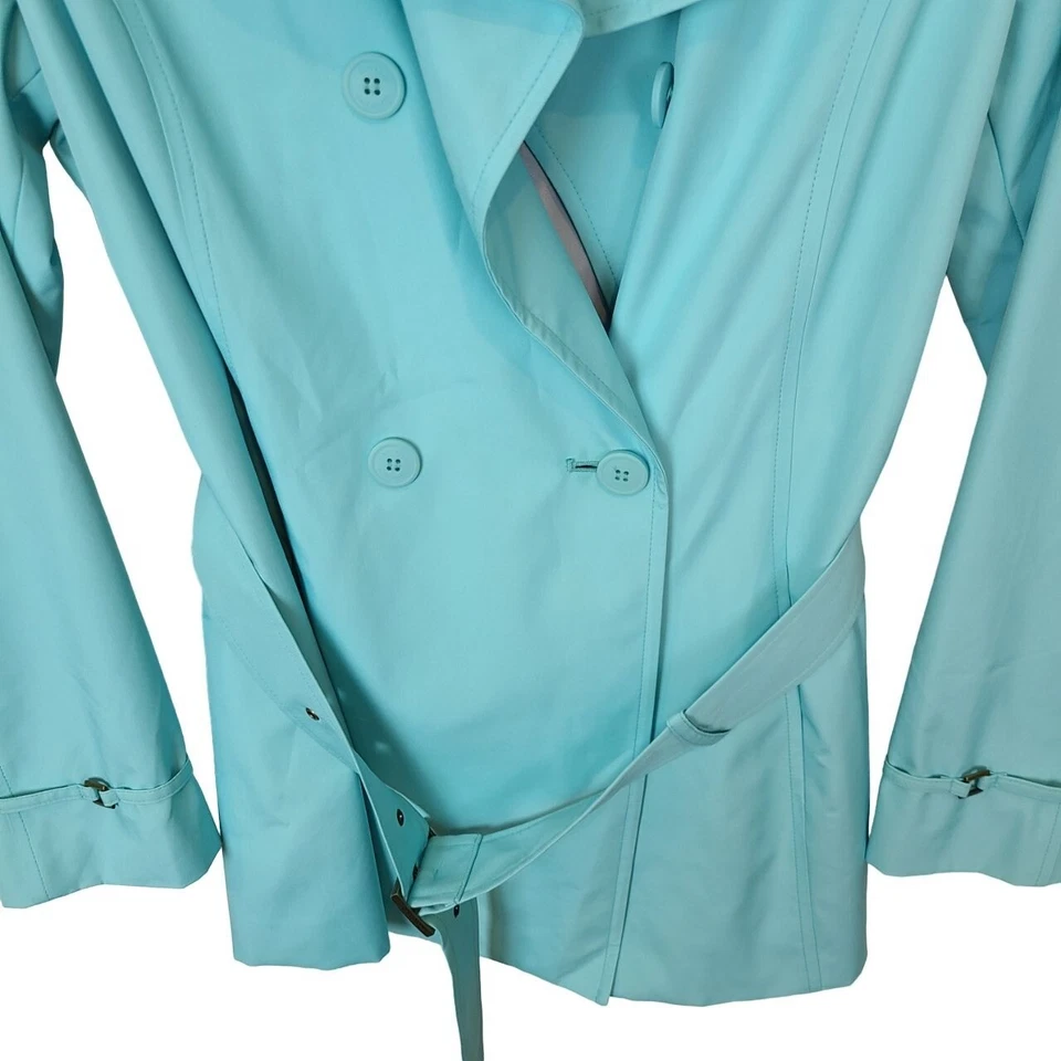 Chaqueta chaquetón Calvin Klein para mujer 8 azul manga larga doble pecho cinturón Foto 3 de 4