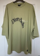 New DR DENIM Green Curtis Tee 'Dinner Club' Oversized Fit T-Shirt, Size Large