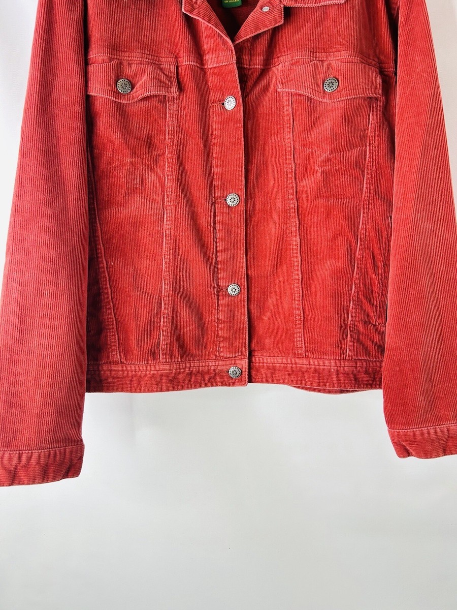 ✅90s vintage papas china corduroy jacket Vintage 90s Cableas Womens Large Corduroy Chino Button Front