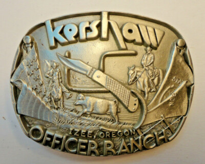 Pete Kershaw Knife Belt Buckle Officer Ranch Commemorative Ed. 37928 Fine Pewter