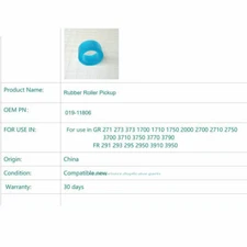 Rubber Roller Pickup 019-11806 Fit For Riso GR1700 2700 3700 3710 3750 3770 3790