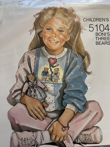 Vintage Boni's Bunnies & Bears Daisy Kingdom Children's Oversize Shirt Kit 5104 - Picture 3 of 4