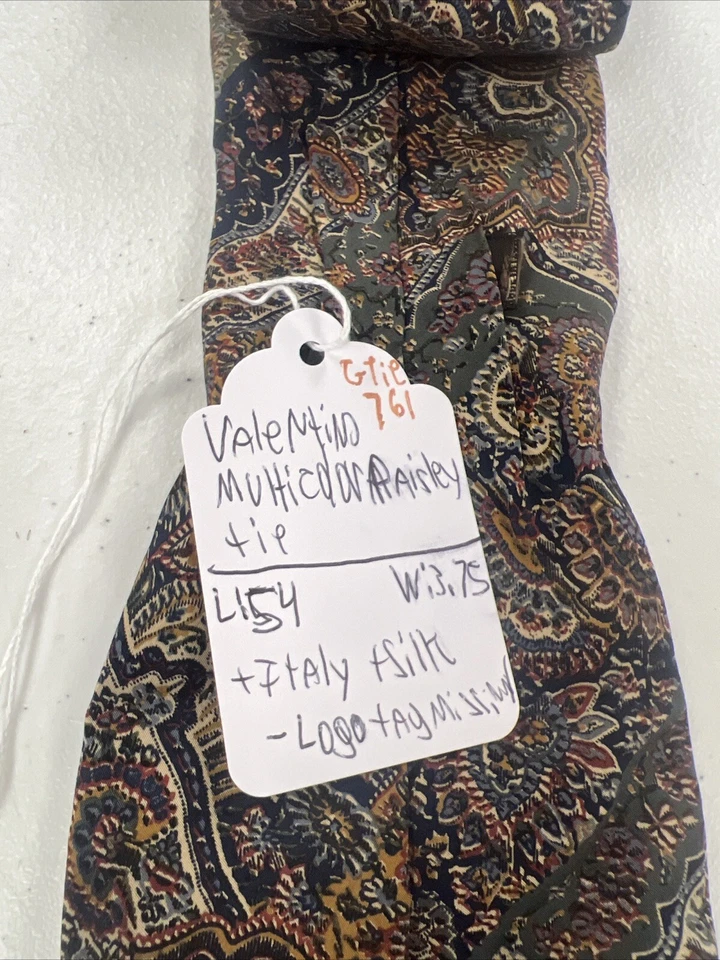 Corbata de cuello vintage Valentino para hombre multicolor cachemira seda $295 Foto 4 de 4