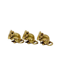 Chinese Zodiac Golden Rat Statues Set 3 Figurines Feng Shui Animal Miniature