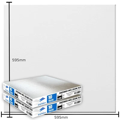 CEILING EXPERT 7.2m Suspended Ceiling Tiles 595mm x 595mm Easyclean & Wipeable 600mm x 600mm