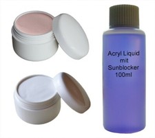 2x 20g Acryl Pulver Wei&szlig; / Cover 100ml Liquid Puder Make-Up French Acryln&auml;gel
