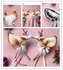 Handmand Deer Ears Horn Hairhoop Headwear Christmas Cosplay Costume Accessories
