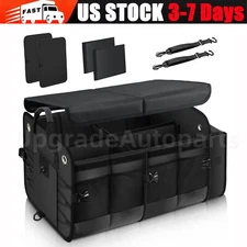 Folding Car Rear Trunk Cargo Organizer Net Luggage Seat Storage Bag Bin Box