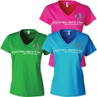 Corvette LADIES T-SHIRT - V-NECK STNG GRN LG