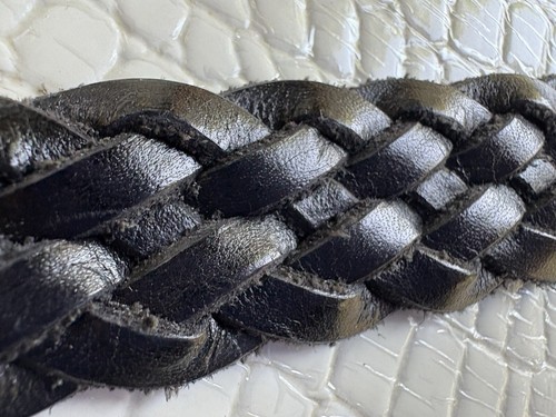 Echt Leder Gürtel Herren 34-36 geflochten schwarz klobig massiv Messingschnalle - Bild 6 von 12