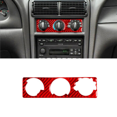 For Ford Mustang 2001-2004 Red Carbon Fiber Interior Climate Control Cover Trim