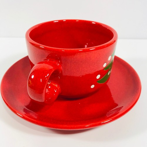Waechtersbach Christmas Tree Flat Tea Cup Saucer Set West Germany Mug Plate - Picture 2 of 6