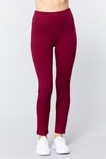 Waist Band Long Ponte Pants Dark Red