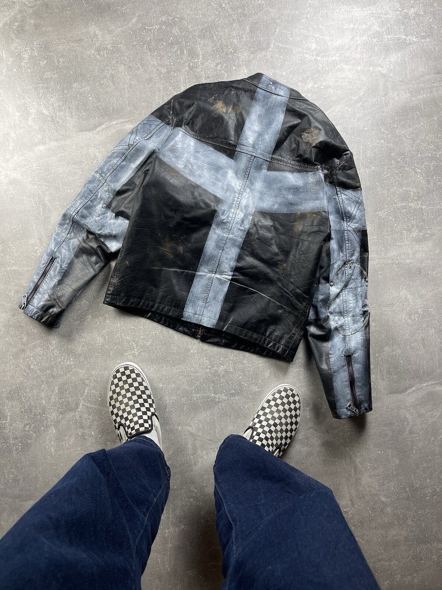 Vintage Archive Avant Garde Black / White Leather Zip Faded Cross