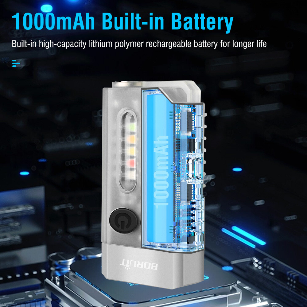 BORUiT V10 LED Keychain EDC Flashlight Type-C Rechargeable V3 Torch Work Light - Picture 8 of 44