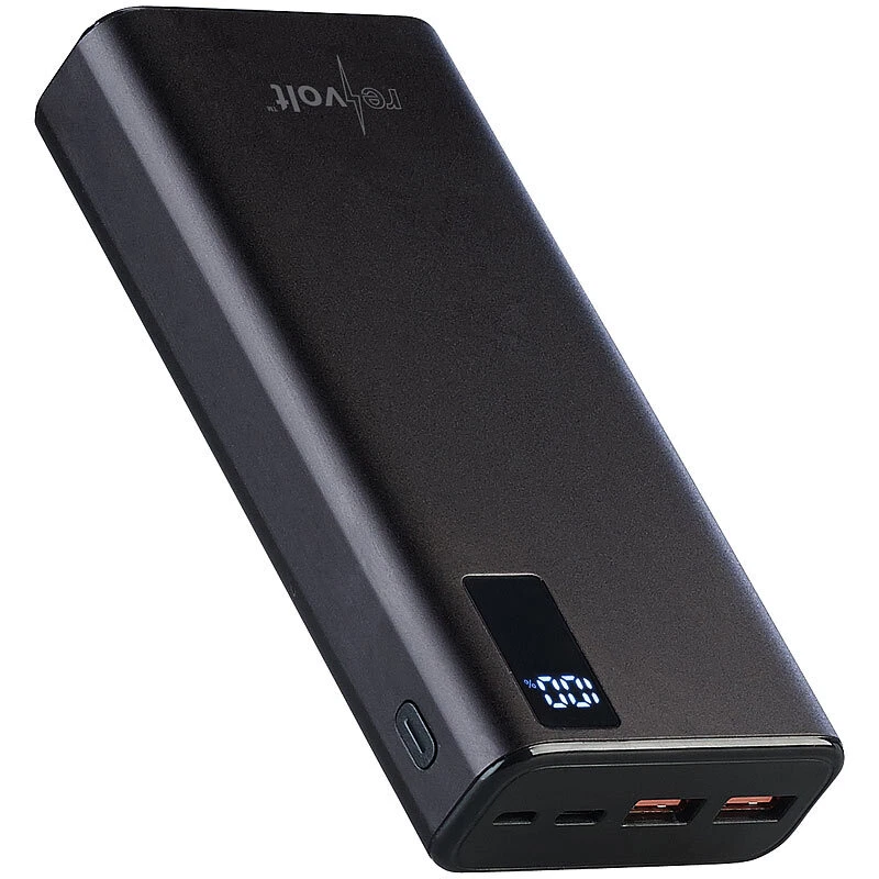 revolt USB-Powerbank, 20.000 mAh, USB-C PD, Display, Metall, QC3.0, 3 A, 20 W - Bild 4 von 4