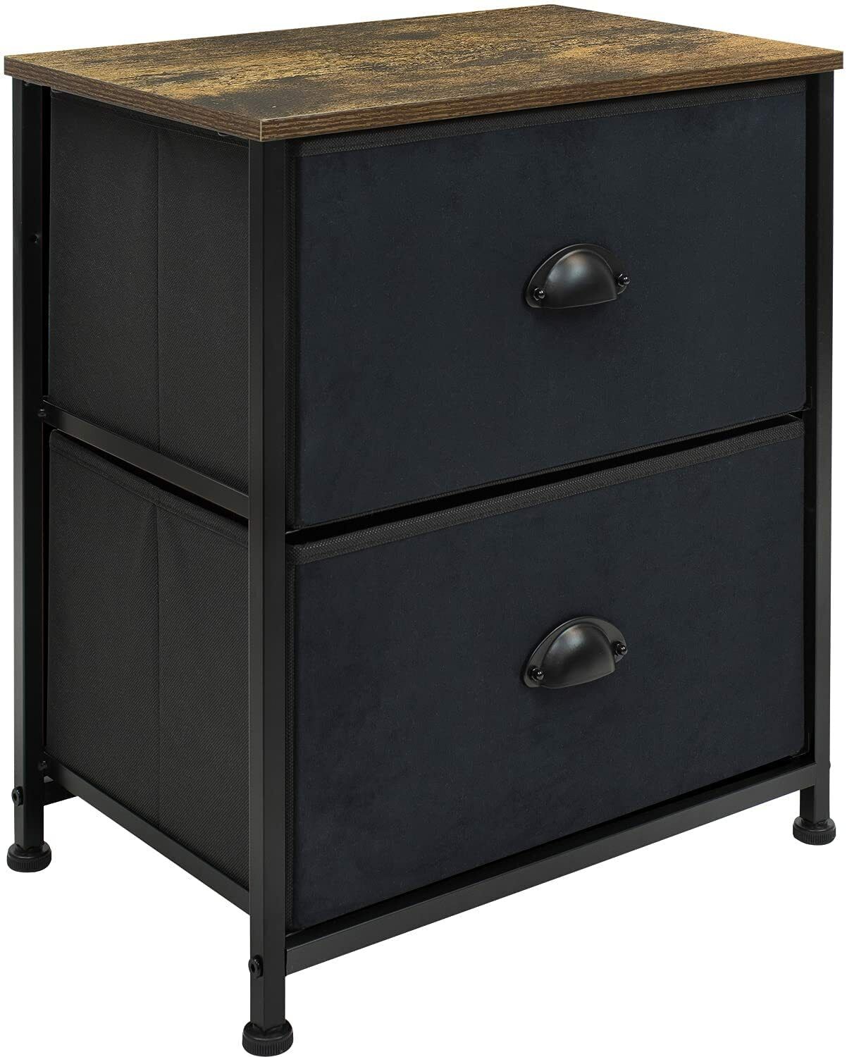 Bedside Night Table w 2 Drawers, Small Dresser for Bedroom, Wood Farmhouse Style