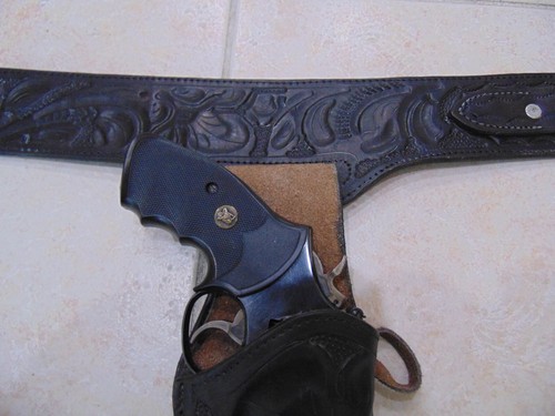 Holster - Vintage Black Leather Belt and Holster 36 .44 Caliber - Picture 4 of 14