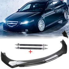 For Acura TSX Carbon Fiber Style Front Bumper Lip Spoiler Strut Rods Body Kits