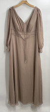 Azazie Women's Sage Taupe A-Line Long Sleeve Chiffon Dress Size A18