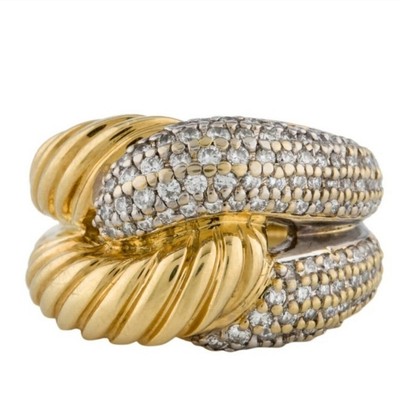 DAVID YURMAN 18K Diamond Labyrinth Cocktail Ring Size:...