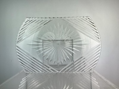 Vintage geschliffenes Glas geschwungene Platte Hostess Serviertablett Obst Mittelstück Schale