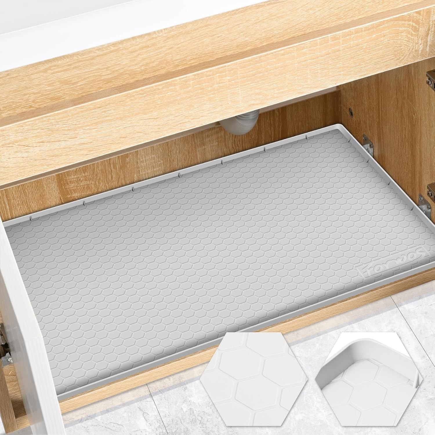Waterproof Silicone Under Sink Mat 34x22 Inch Cabinet Liner Shelf Protector