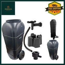 Space Saving Slim Rainwater Harvesting Kit Water Butt System 100L Black