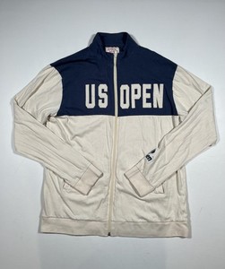 US Open Tennis Track Jacket Mens XL American Needle Full Zip Blue Cream Cotton