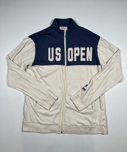 US Open Tennis Track Jacket Mens XL American Needle Full Zip Blue Cream Cotton