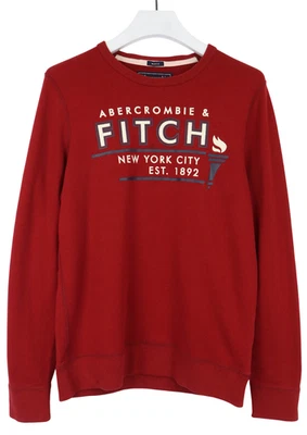 Abercrombie & Fitch Muscle Sweat Homme Petit Rouge Ras Cou Logo Pull - Photo 1/4