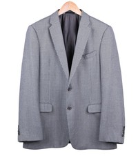 Armani Collezioni M Line Silver Blue Woven Houndstooth Wool Blend Sport Coat 42
