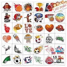 102 PCS Individually Wrapped Sports Temporary Tattoo for kids - Soccer
