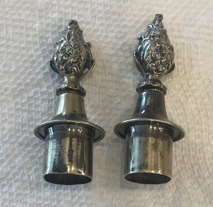 Antique Candle Toppers Set of 2 Silver In Color 3” Tall