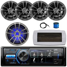 JVC Single-DIN Bluetooth Boat Receiver, 4x 6.5" 225W Max Speakers, 10" Subwoofer