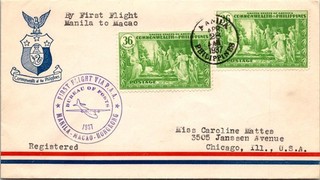Philippines 1937 FFC Via PAA Airmail / Reg Mail Manila To Macau J47892