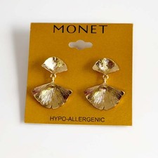 New Monet Ginkgo Leaf Statement Drop Earrings Women Party Vacation Jewelry Gift