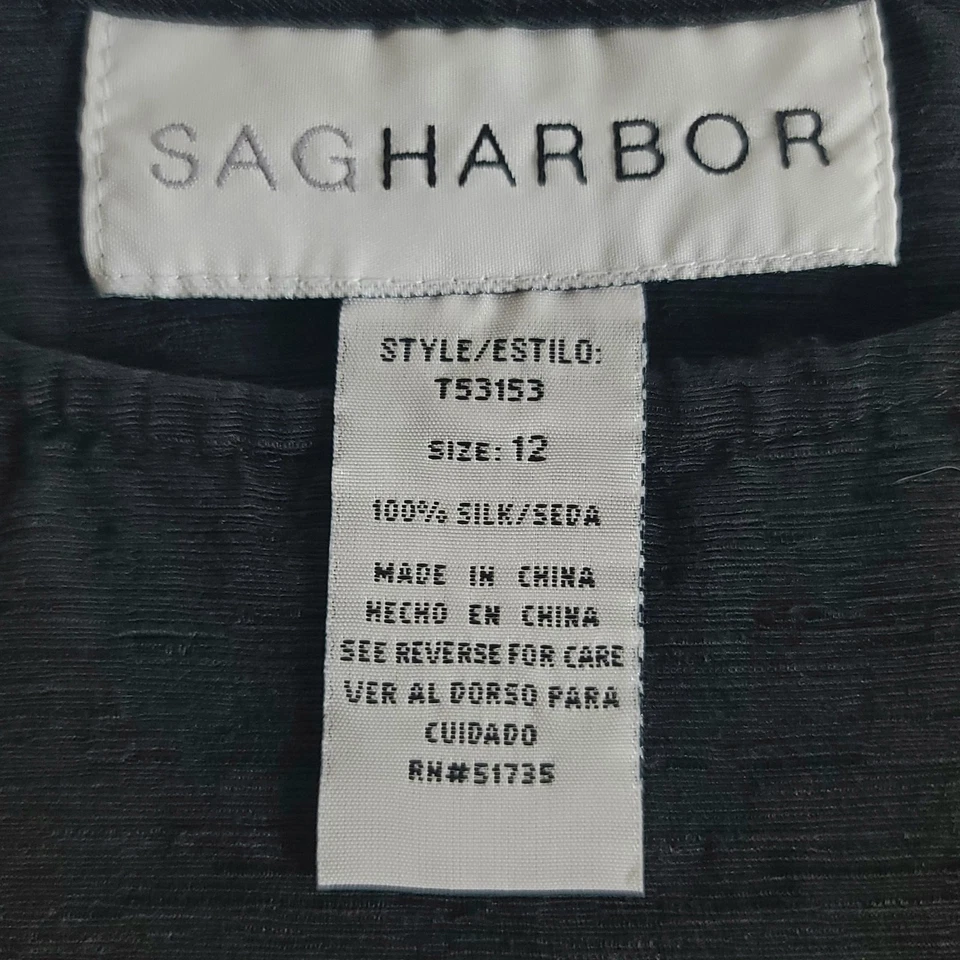 Camiseta sin mangas Sag Harbor clásica negra de seda talla 12 Foto 3 de 4