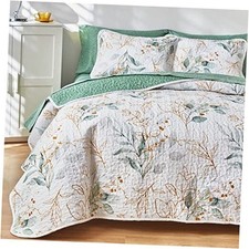 Floral Quilt California King 102"x114", 1 Quilt 2 Pillow Shams Botanical 01