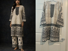 Pakistani Shalwar Kameez 2-Piece Suit Printed Georgette with Mirror Work small 