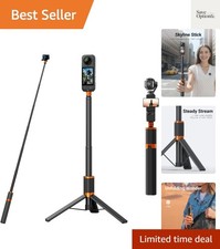 2 in 1 Action Camera Invisible Selfie Stick Tripod for Insta360 X5/X4/X3-48" Ext