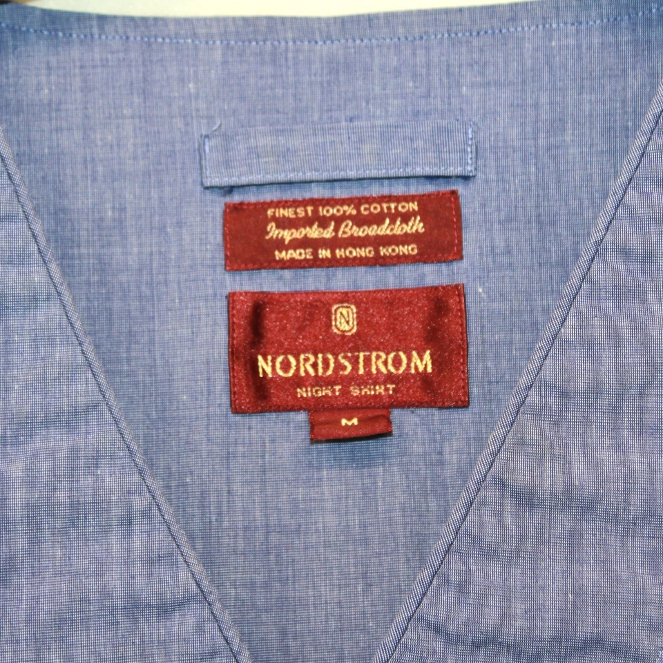 Camisa de Noche Nordstrom Vestido Azul 100% Algodón Maxi Prendas para Dormir Calce Relajado Y2K Mediana Foto 4 de 4