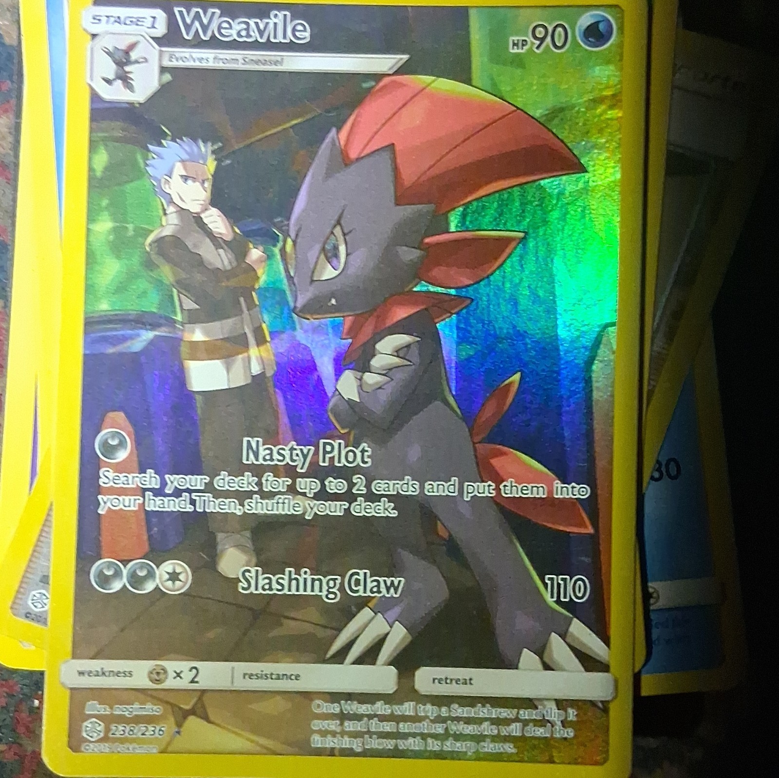 Pokemon Company Weavile 238/236 SM Cosmic Eclipse Secret Rare Full Art Holo