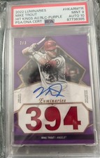 2022 Topps Luminaries Mike Trout Hit Kings Autographed Relic Purple PSA