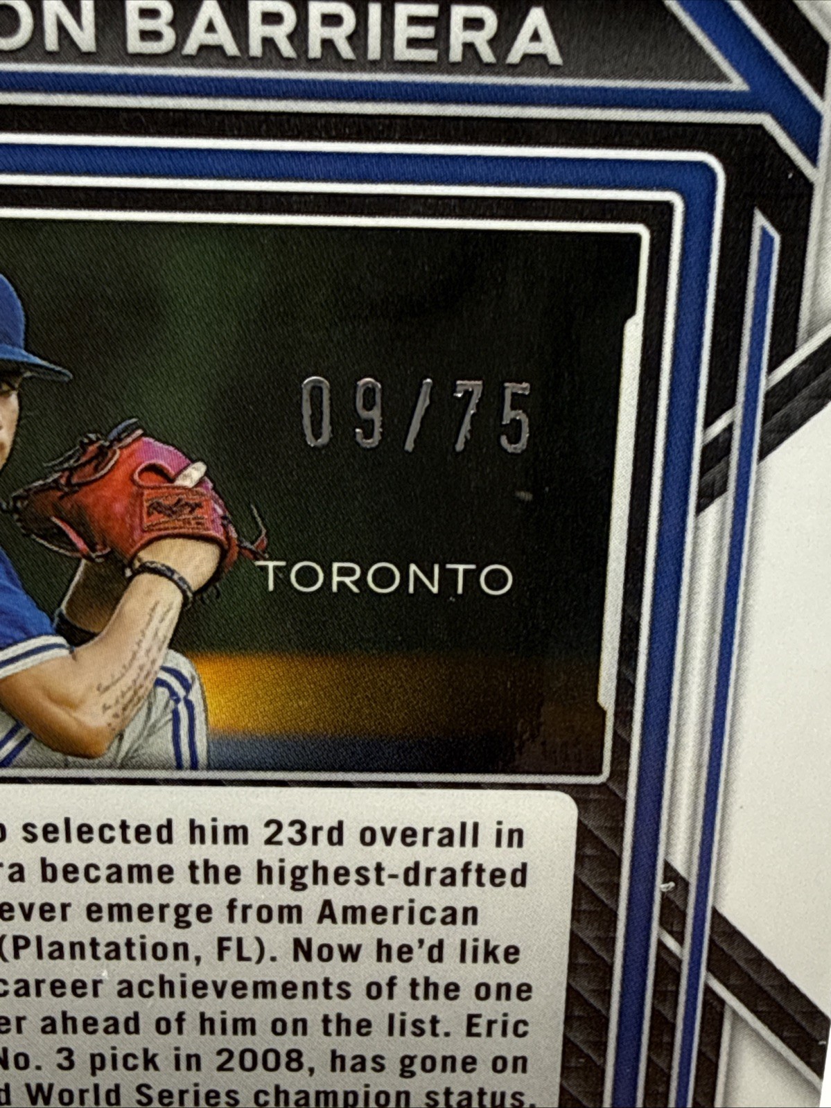 2023 Panini Prizm #118 Brandon Barriera Green Scope Prizm #d 09/75! Blue Jays view 3