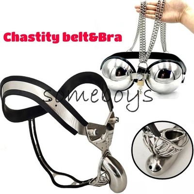 EMCC Stainless Steel Male Chastity Belt Pierced Breathable Cage Bondage Devices