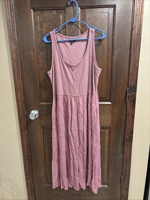 Frye Women's Easy Button Front Side Pockets & Comfy Fit Dress Dusty Rose  L