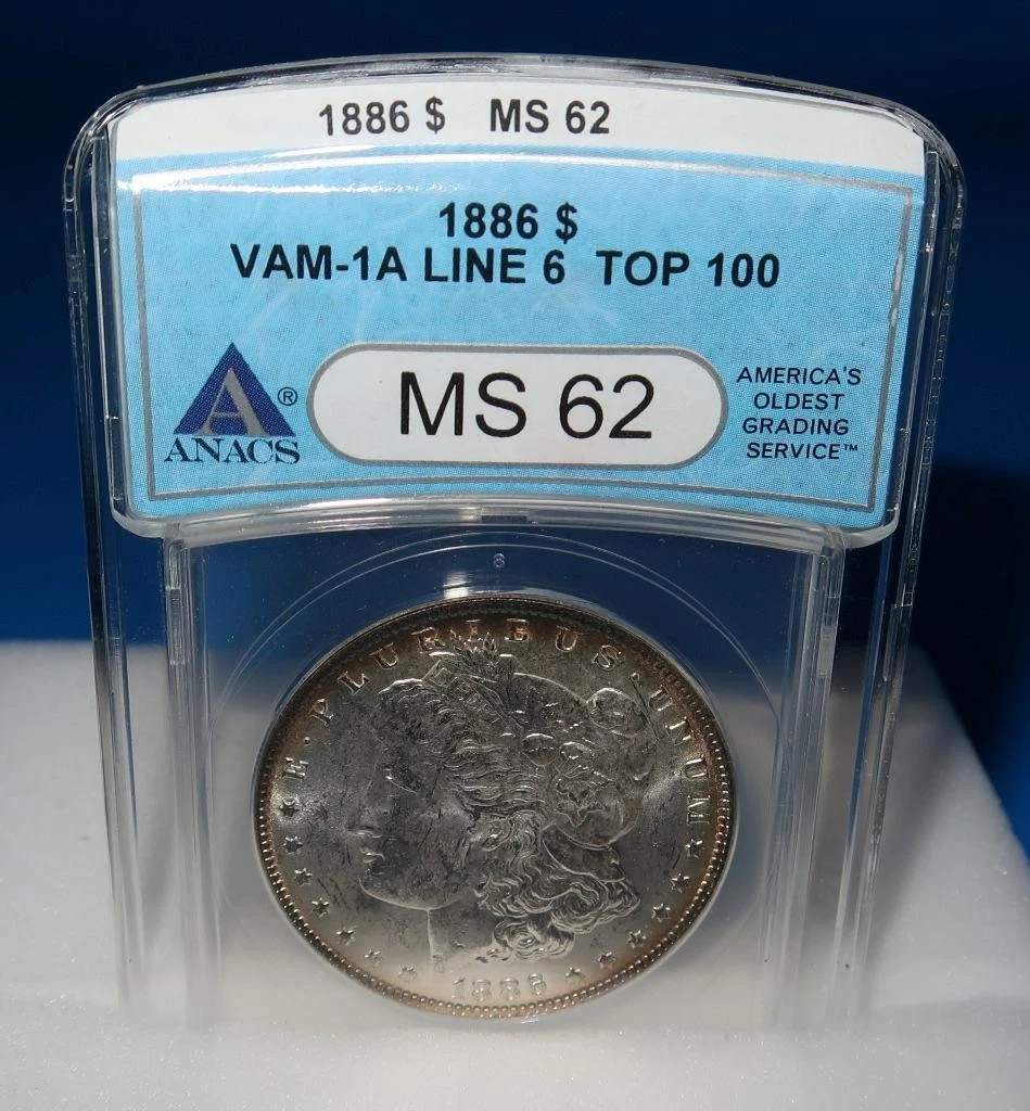 1886 Morgan Silver Dollar MS62モルガンダラー118 25+ MS 62 Graded 1886 Year Morgan US Dollars (1878-1921) for sale