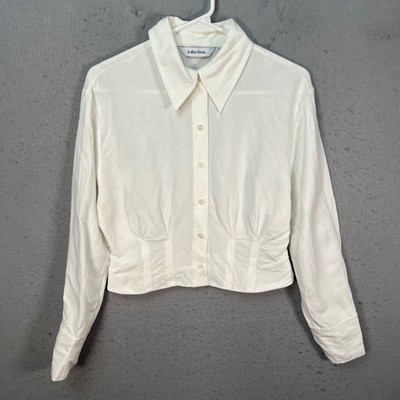 & Other Stories Womens Size Small White Cropped Button-Up Shirt