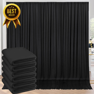 30x10Ft Black Backdrop Curtain 6 Panels Polyester Wrinkle Free Party Photo Drape